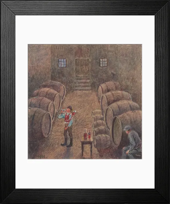 Framed Print : 2.- Wine Tasting in the Cellar, 1932. Creator: Gustav Mally Framed Print : 2.- Wine Tasting in the Cellar, 1932. Creator: Gustav Mally