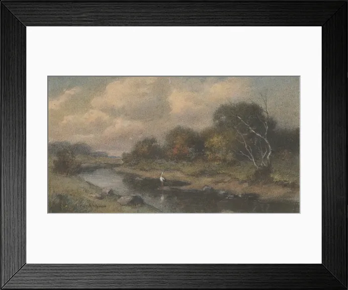 Framed Print : Landscape with a stork, around 1910. Creator: Felician Moczik Framed Print : Landscape with a stork, around 1910. Creator: Felician Moczik