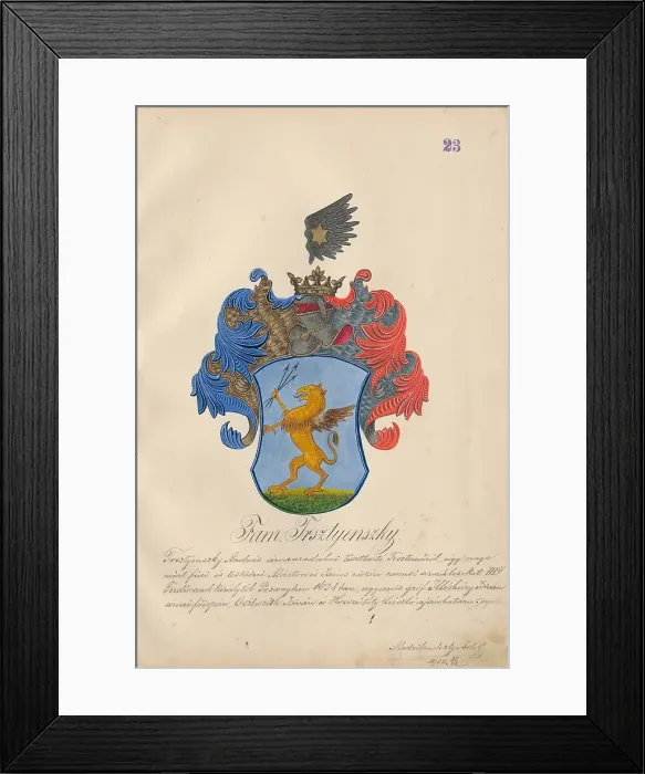 Framed Print : Coat of arms of the Trstenska family, 1904. Creator: Adolf Medzihradsky Framed Print : Coat of arms of the Trstenska family, 1904. Creator: Adolf Medzihradsky