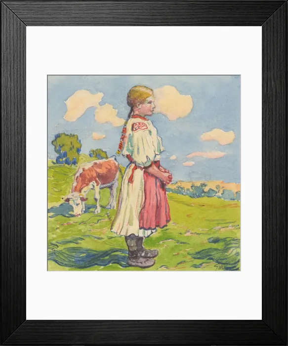 Framed Print : 10.- The Shepherdess, 1932. Creator: Gustav Mally Framed Print : 10.- The Shepherdess, 1932. Creator: Gustav Mally