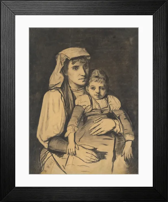 Framed Print : Mother with child, 1885. Creator: Monogrammist M.W Framed Print : Mother with child, 1885. Creator: Monogrammist M.W