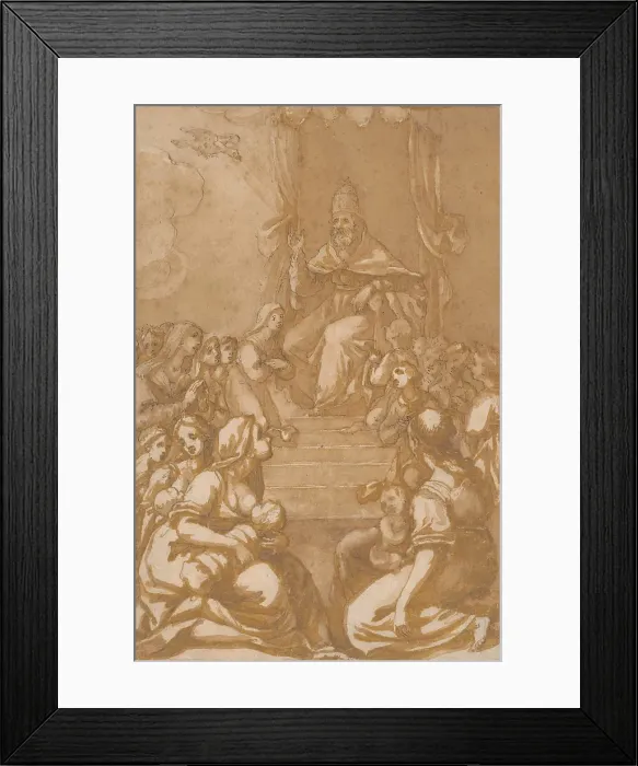 Framed Print : Blessing pope, 1401 / 1500. Creator: Monogrammist N.A Framed Print : Blessing pope, 1401 / 1500. Creator: Monogrammist N.A