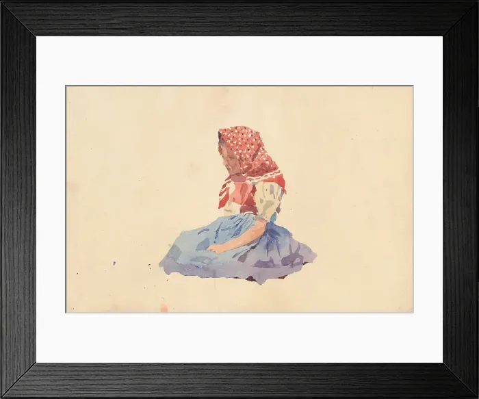 Framed Print : Seated Little Girl, after 1900. Creator: Gustav Mally Framed Print : Seated Little Girl, after 1900. Creator: Gustav Mally