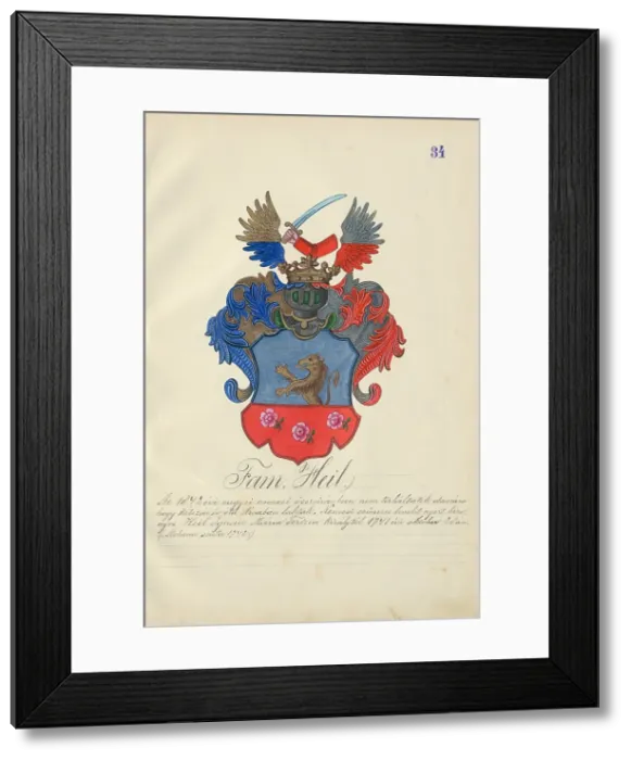 Framed Print : Coat of arms of the Heil family, 1904-1910. Creator: Adolf Medzihradsky Framed Print : Coat of arms of the Heil family, 1904-1910. Creator: Adolf Medzihradsky