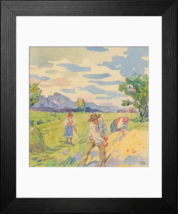 Framed Print : 4.- Mowing grain, 1932. Creator: Gustav Mally Framed Print : 4.- Mowing grain, 1932. Creator: Gustav Mally