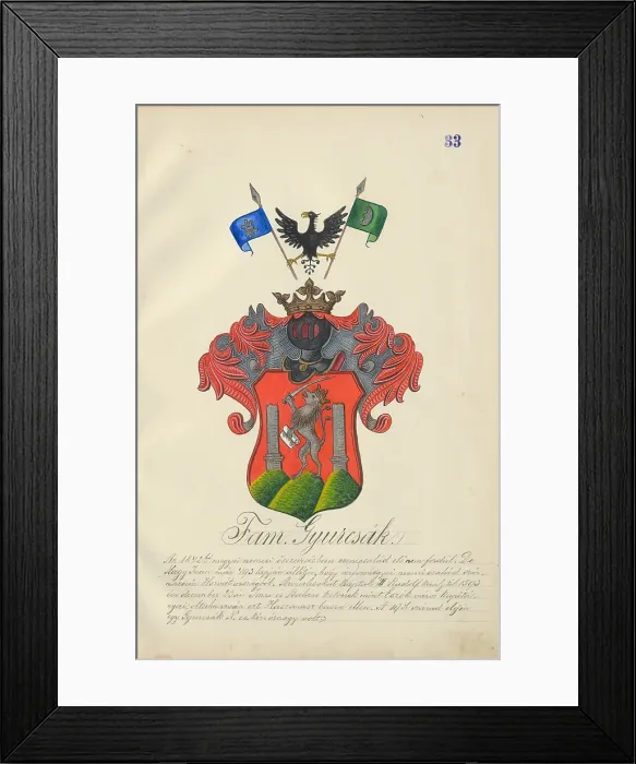 Framed Print : Coat of arms of the Durcak family, 1904-1910. Creator: Adolf Medzihradsky