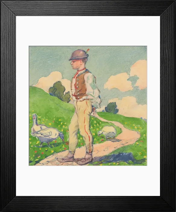 Framed Print : 5.- Chasnik with geese, 1932. Creator: Gustav Mally Framed Print : 5.- Chasnik with geese, 1932. Creator: Gustav Mally