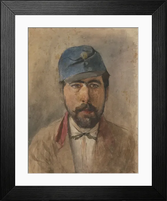 Framed Print : Portrait of a soldier in a blue cap, 1880-1910. Creator: Ladislav Mednyanszky Framed Print : Portrait of a soldier in a blue cap, 1880-1910. Creator: Ladislav Mednyanszky