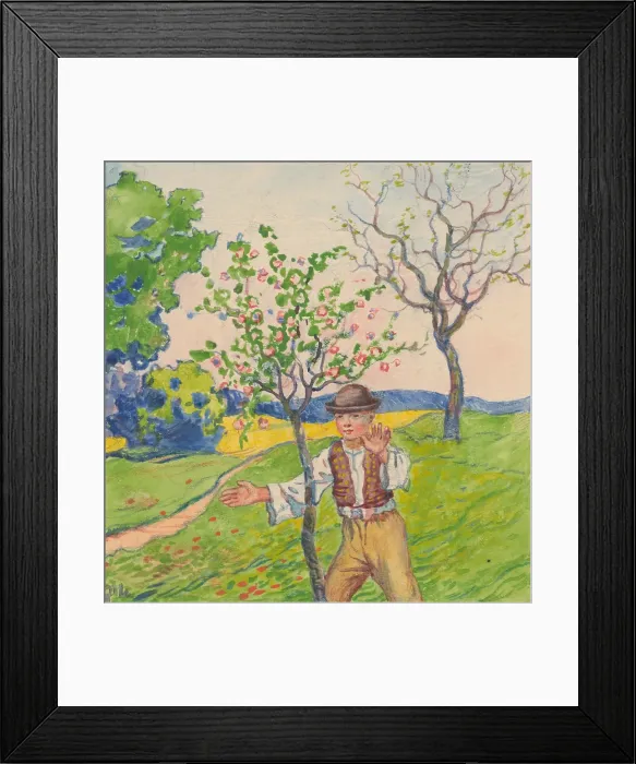 Framed Print : 3.- A boy in a spring garden, 1932. Creator: Gustav Mally Framed Print : 3.- A boy in a spring garden, 1932. Creator: Gustav Mally