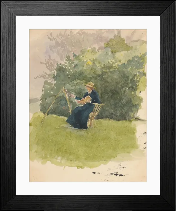 Framed Print : Painter at work, 1865. Creator: Ladislav Mednyanszky Framed Print : Painter at work, 1865. Creator: Ladislav Mednyanszky