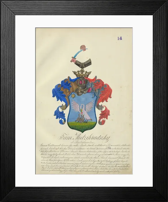 Framed Print : Coat of arms of the Medzihradska family, 1904. Creator: Adolf Medzihradsky Framed Print : Coat of arms of the Medzihradska family, 1904. Creator: Adolf Medzihradsky