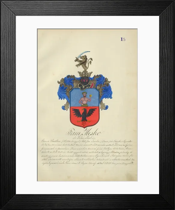 Framed Print : Coat of arms of the Meskova family, 1904-1910. Creator: Adolf Medzihradsky Framed Print : Coat of arms of the Meskova family, 1904-1910. Creator: Adolf Medzihradsky