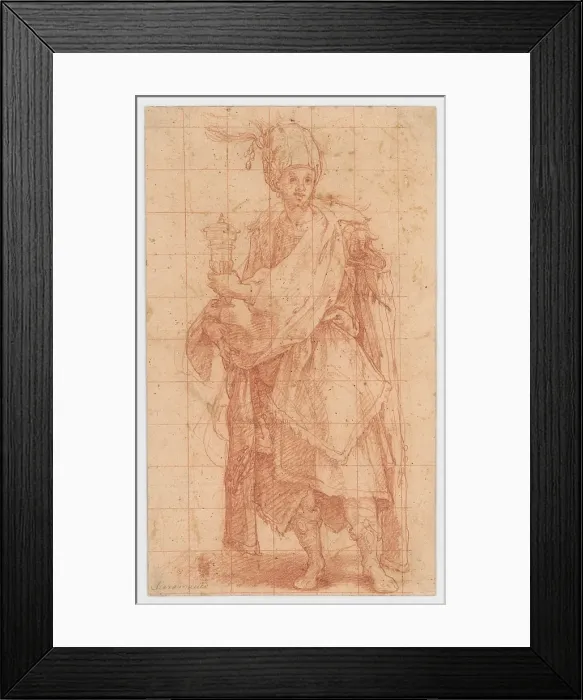 Framed Print : Study of a male figure with a goblet (one of the kings from The Adoration'), 1550 / 1600. Creator: Unknown Framed Print : Study of a male figure with a goblet (one of the kings from The Adoration'), 1550 / 1600. Creator: Unknown