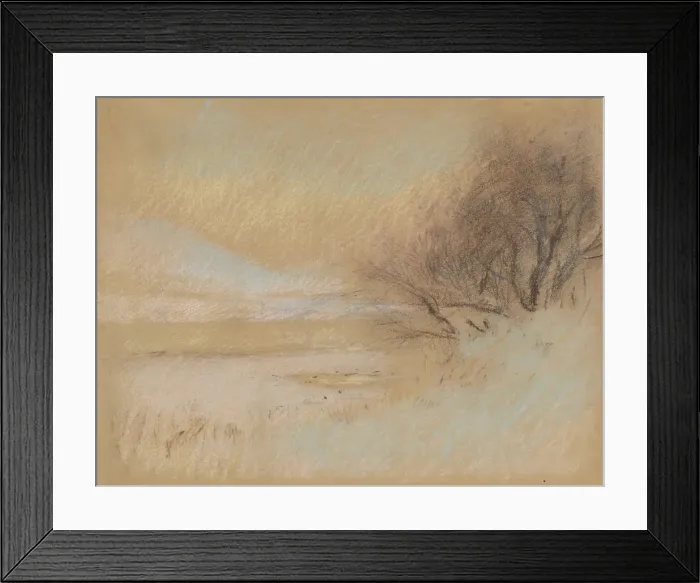 Framed Print : Winter landscape with a river, 1898-1899. Creator: Ladislav Mednyanszky Framed Print : Winter landscape with a river, 1898-1899. Creator: Ladislav Mednyanszky