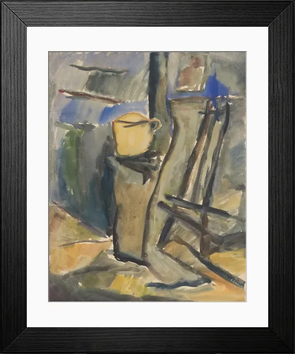 Framed Print : Still life with a yellow vessel, around 1935. Creator: Zolo Palugyay Framed Print : Still life with a yellow vessel, around 1935. Creator: Zolo Palugyay