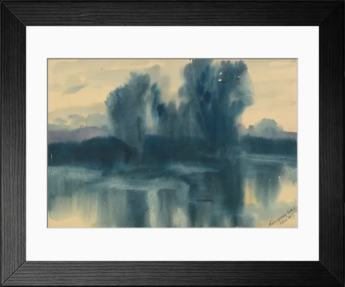 Framed Print : Blue mood over the lake, 1922. Creator: Zolo Palugyay Framed Print : Blue mood over the lake, 1922. Creator: Zolo Palugyay