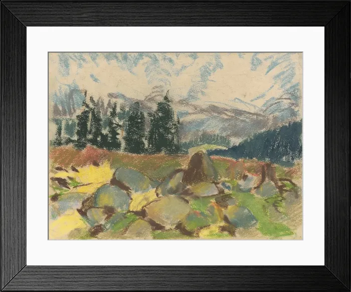 Framed Print : Summer day on a rocky forest clearing, around 1934. Creator: Zolo Palugyay Framed Print : Summer day on a rocky forest clearing, around 1934. Creator: Zolo Palugyay