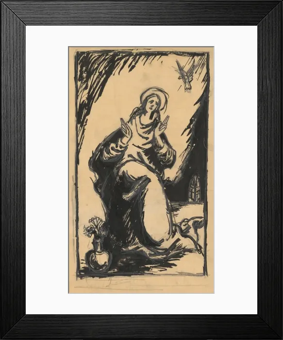 Framed Print : Madonna with vase and flowers, 1940-1944. Creator: Jan Novak Framed Print : Madonna with vase and flowers, 1940-1944. Creator: Jan Novak