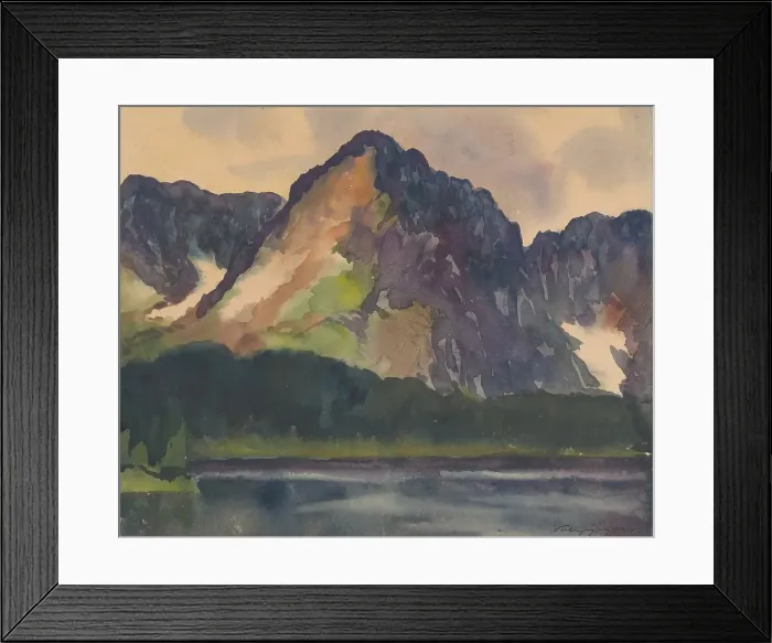 Framed Print : Rocky Mountains Above the River, 1930. Creator: Zolo Palugyay Framed Print : Rocky Mountains Above the River, 1930. Creator: Zolo Palugyay