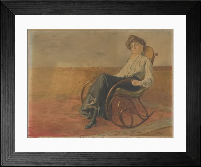 Framed Print : Woman in a rocking chair, 1913. Creator: Anton Pinkava Framed Print : Woman in a rocking chair, 1913. Creator: Anton Pinkava