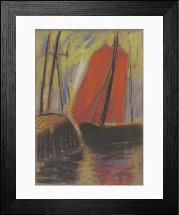Framed Print : Red yacht, 1925. Creator: Zolo Palugyay Framed Print : Red yacht, 1925. Creator: Zolo Palugyay