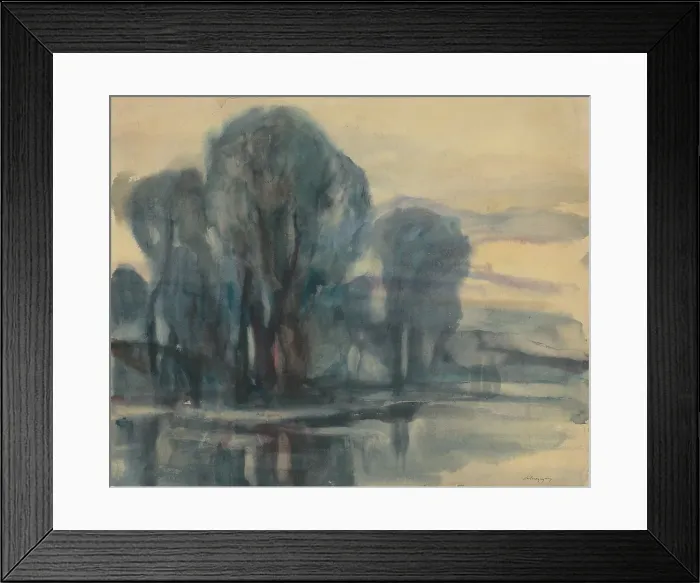 Framed Print : Trees on the river, 1922. Creator: Zolo Palugyay Framed Print : Trees on the river, 1922. Creator: Zolo Palugyay