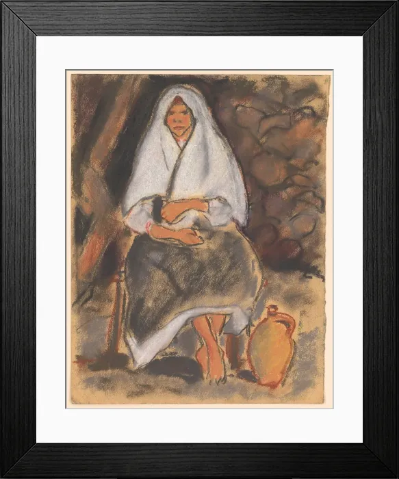 Framed Print : Seated Girl with a Jug, 1931. Creator: Zolo Palugyay Framed Print : Seated Girl with a Jug, 1931. Creator: Zolo Palugyay