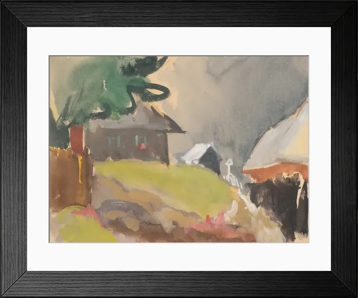 Framed Print : Village cottages, 1940 / 1944. Creator: Jan Novak Framed Print : Village cottages, 1940 / 1944. Creator: Jan Novak