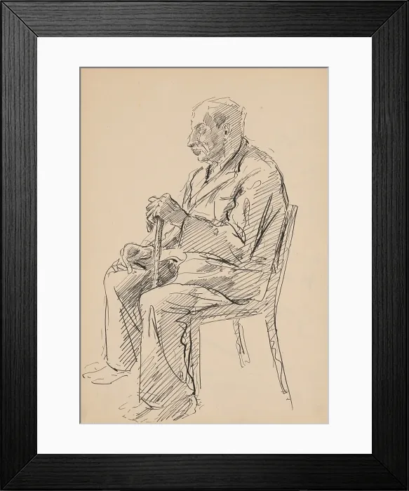 Framed Print : Seated Old Man with a Stick, 1939 / 1944. Creator: Jan Novak Framed Print : Seated Old Man with a Stick, 1939 / 1944. Creator: Jan Novak