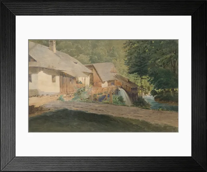 Framed Print : Mill on the edge of the forest, around 1860. Creator: Friedrich Carl von Scheidlin Framed Print : Mill on the edge of the forest, around 1860. Creator: Friedrich Carl von Scheidlin