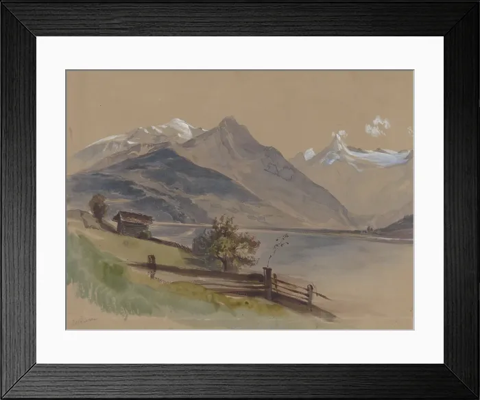 Framed Print : Alpine landscape with a lake, around 1846-1850. Creator: Friedrich Carl von Scheidlin Framed Print : Alpine landscape with a lake, around 1846-1850. Creator: Friedrich Carl von Scheidlin