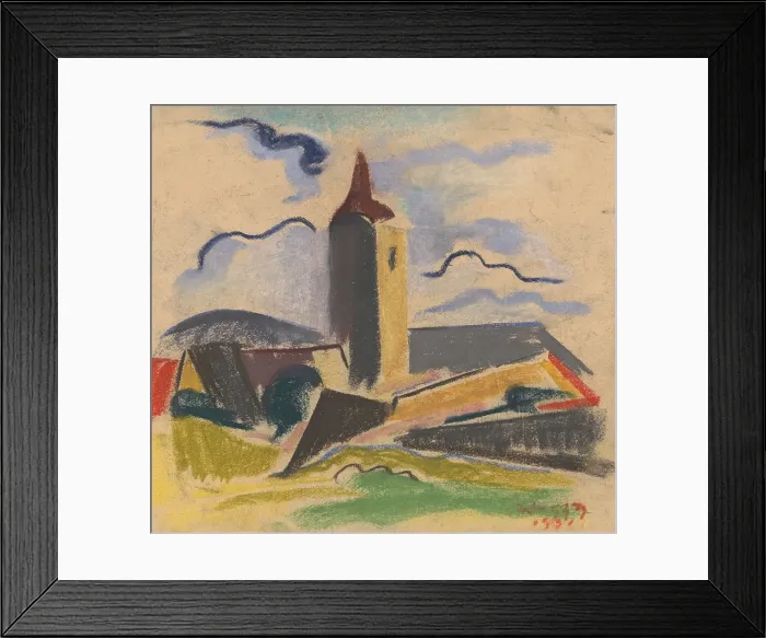 Framed Print : Village church, 1931. Creator: Zolo Palugyay Framed Print : Village church, 1931. Creator: Zolo Palugyay