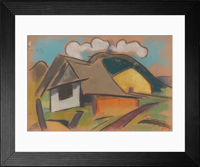 Framed Print : Cottages in the mountains, 1931. Creator: Zolo Palugyay Framed Print : Cottages in the mountains, 1931. Creator: Zolo Palugyay
