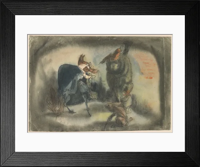 Framed Print : Meeting of a boar in a hat and a fox with an umbrella, 1940-1944. Creator: Jan Novak Framed Print : Meeting of a boar in a hat and a fox with an umbrella, 1940-1944. Creator: Jan Novak