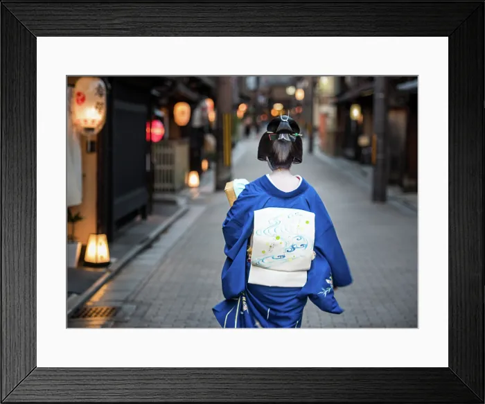 Framed Print : Geisha Going to Work (B). Creator: Dorte Verner Framed Print : Geisha Going to Work (B). Creator: Dorte Verner