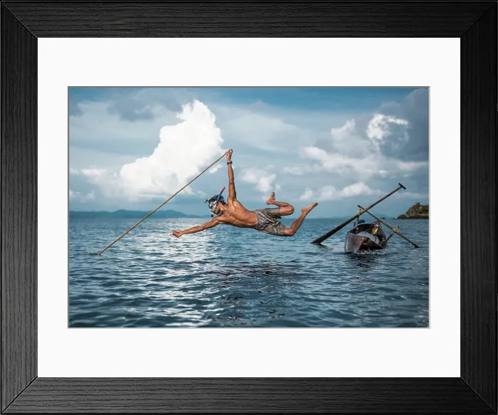 Framed Print : Disappearing fishing method by Moken. Creator: Dorte Verner Framed Print : Disappearing fishing method by Moken. Creator: Dorte Verner