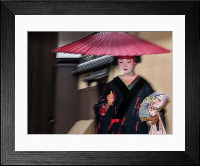 Framed Print : Geisha in the Rain (A). Creator: Dorte Verner