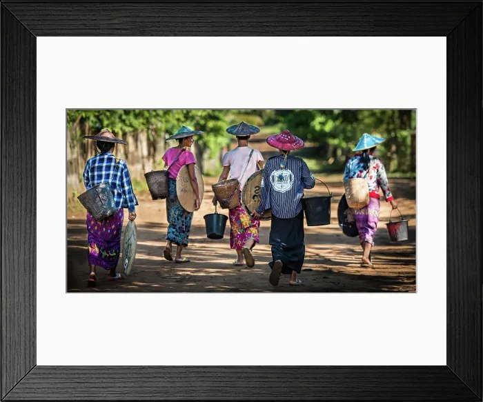 Framed Print : Shan Women Walking Home. Creator: Dorte Verner Framed Print : Shan Women Walking Home. Creator: Dorte Verner