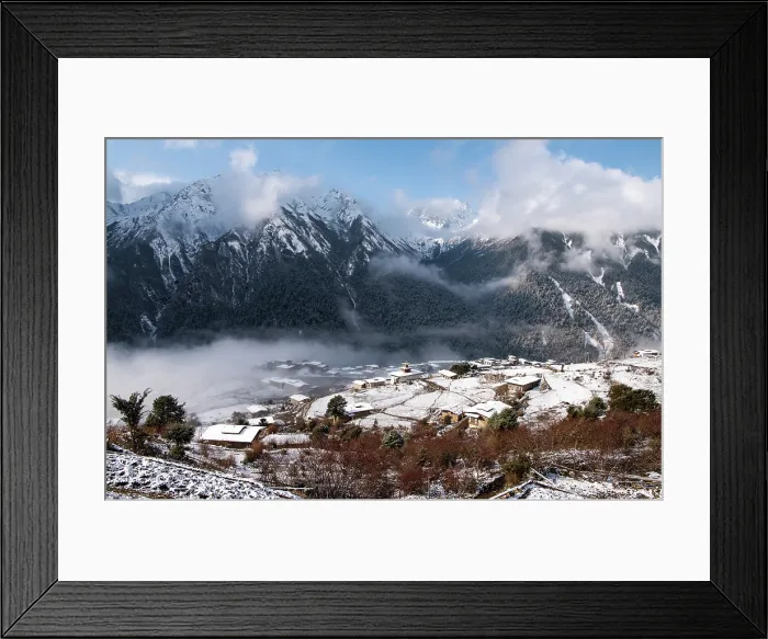 Framed Print : Village in the Himalayas. Creator: Dorte Verner Framed Print : Village in the Himalayas. Creator: Dorte Verner