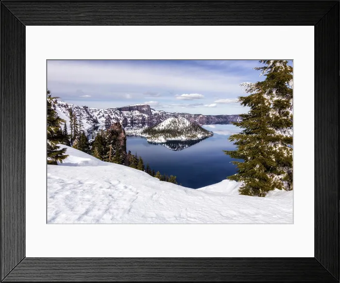 Framed Print : Crater Lake Winter. Creator: Joshua Johnston Framed Print : Crater Lake Winter. Creator: Joshua Johnston