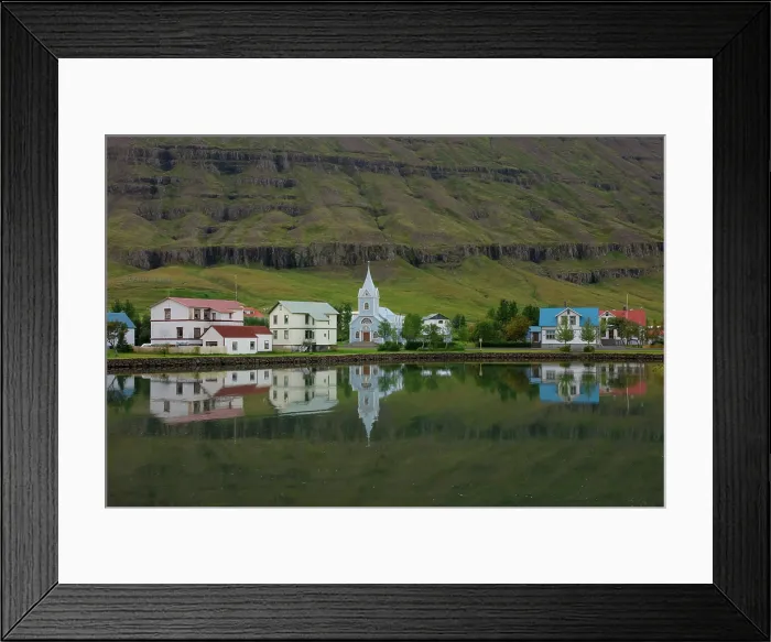 Framed Print : East Fjord Town, Iceland. Creator: Tom Artin Framed Print : East Fjord Town, Iceland. Creator: Tom Artin