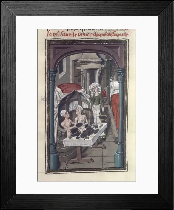 Framed Print : The baths of Sergius Orata. Miniature from Valerius Maximus, 15th century. Creator: Anonymous master Framed Print : The baths of Sergius Orata. Miniature from Valerius Maximus, 15th century. Creator: Anonymous master