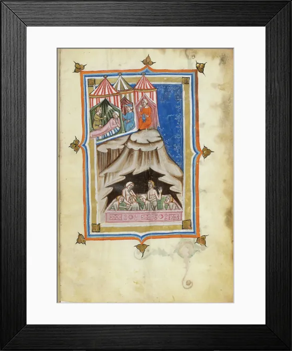 Framed Print : Miniature from De balneis puteolanis by Petrus de Ebulo, 14th century. Creator: Anonymous master Framed Print : Miniature from De balneis puteolanis by Petrus de Ebulo, 14th century. Creator: Anonymous master