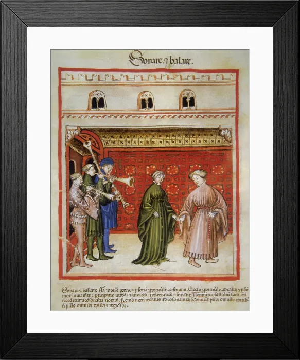 Framed Print : Music and dance, 14th century. Creator: Unknown Framed Print : Music and dance, 14th century. Creator: Unknown