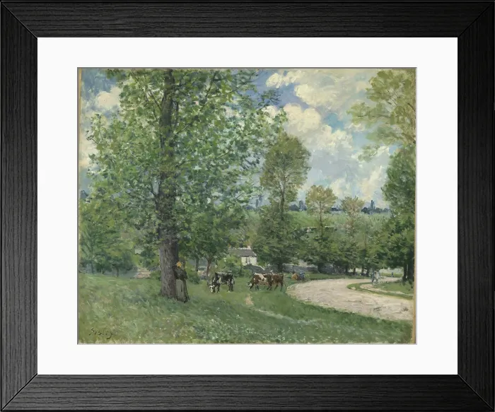 Framed Print : Cows in Pasture, Louveciennes, 1874. Creator: Sisley, Alfred (1839-1899) Framed Print : Cows in Pasture, Louveciennes, 1874. Creator: Sisley, Alfred (1839-1899)