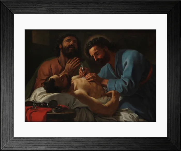 Framed Print : SS Cosmas and Damian dressing a chest wound, 1748. Creator: Antoine de Favray Framed Print : SS Cosmas and Damian dressing a chest wound, 1748. Creator: Antoine de Favray