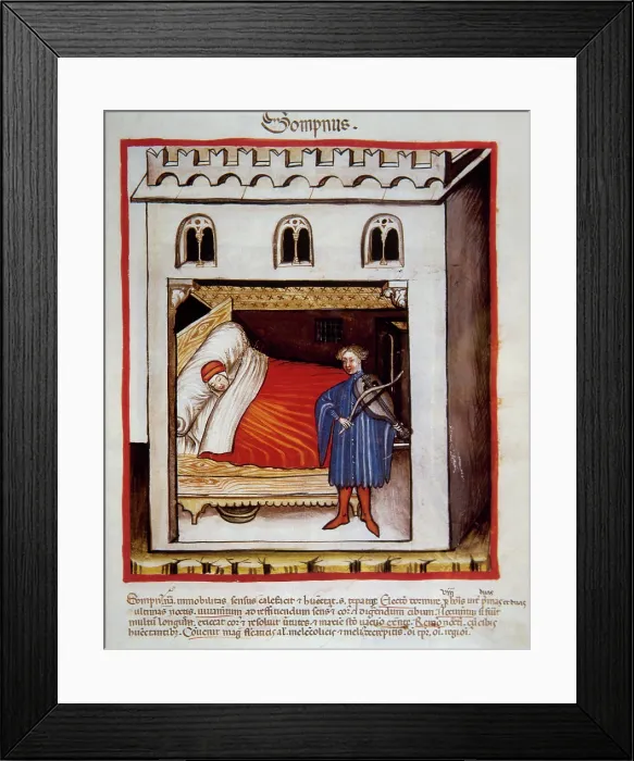 Framed Print : Sleep, 14th century. Creator: Unknown Framed Print : Sleep, 14th century. Creator: Unknown