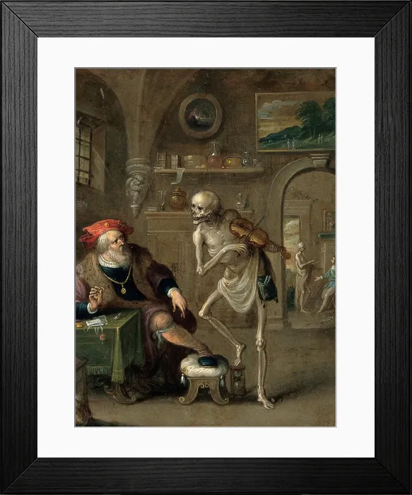 Framed Print : Death and the miser. Creator: Frans Francken II Framed Print : Death and the miser. Creator: Frans Francken II