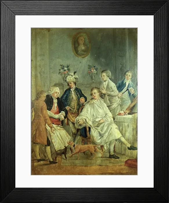 Framed Print : A gentleman's toilet ('La petite toilette'). Creator: Moreau, Jean Michel, 1741-1814 (After). A gentleman's toilet ('La petite toilette'). Creator: Moreau, Jean Michel, 1741-1814 (After) Framed Print : A gentleman's toilet ('La petite toilette'). Creator: Moreau, Jean Michel, 1741-1814 (After). A gentleman's toilet ('La petite toilette'). Creator: Moreau, Jean Michel, 1741-1814 (After)
