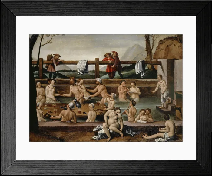 Framed Print : The Bath at Leuk (?), 1597. Creator: Bock, Hans, the Elder (ca. 1550-1623) Framed Print : The Bath at Leuk (?), 1597. Creator: Bock, Hans, the Elder (ca. 1550-1623)